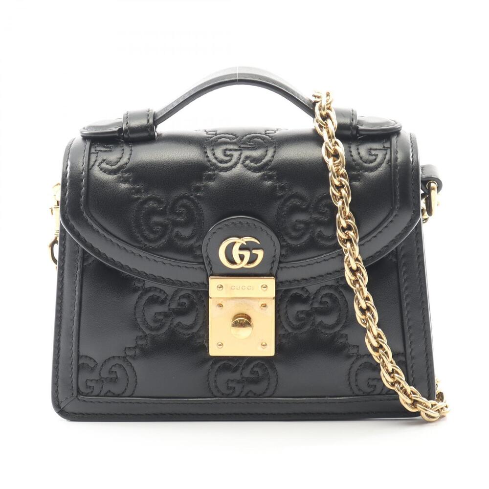 Gucci GG Matelasse Shoulder Bag Leather Black